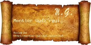 Mentler Györgyi névjegykártya