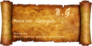 Mentler Györgyi névjegykártya